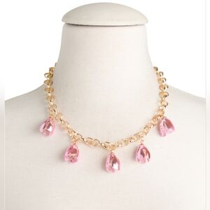 Betsey Johnson Garden Glam Statement Metallic Pink Tulip Bib Necklace